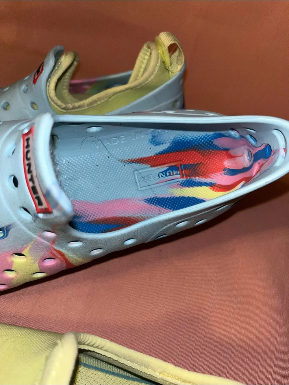 Hunter Light Blue Slip-On Water Shoes with Multicolor Paint Accents